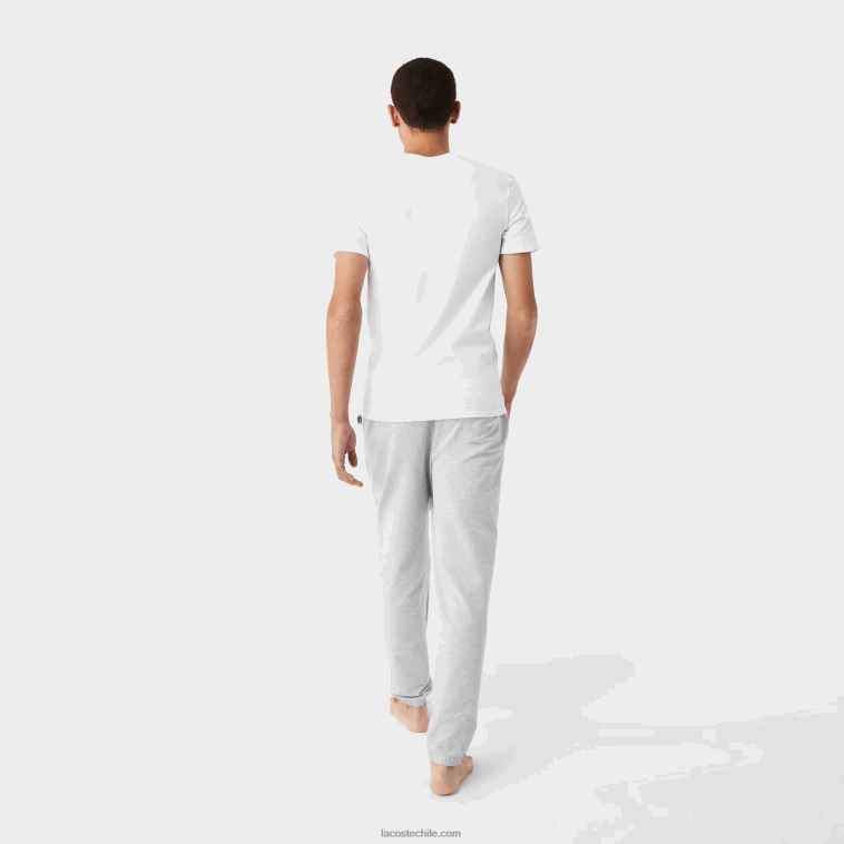 hombres Lacoste blanco gris lomo negro bxy Pack de 3 camisetas de algodón con cuello redondo N6XZ21349