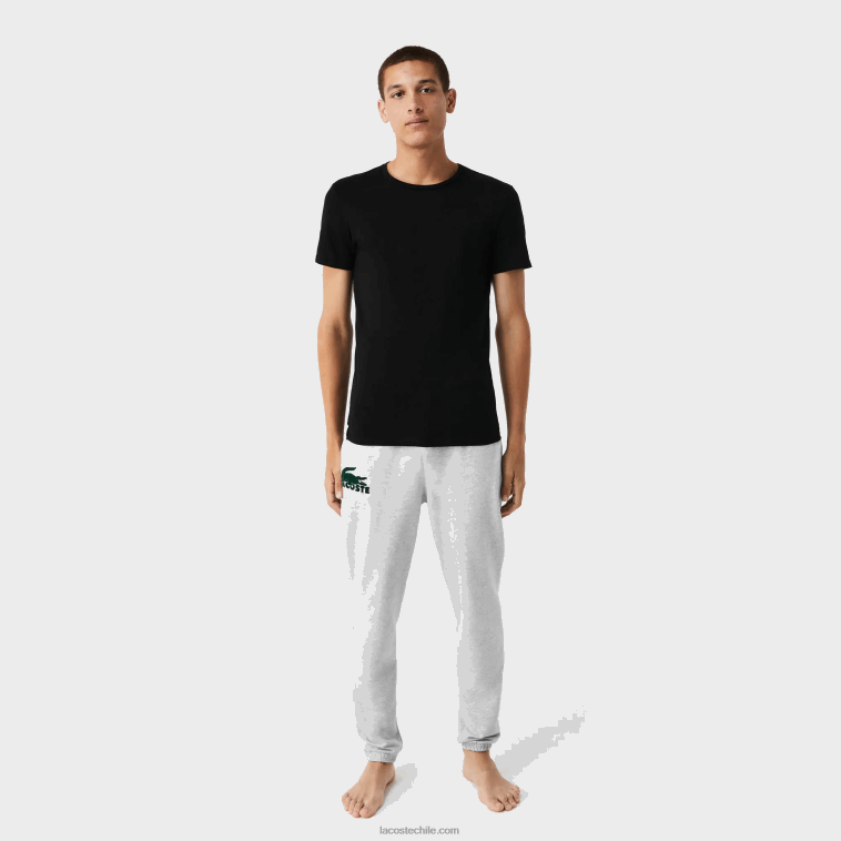 hombres Lacoste blanco gris lomo negro bxy Pack de 3 camisetas de algodón con cuello redondo N6XZ21349