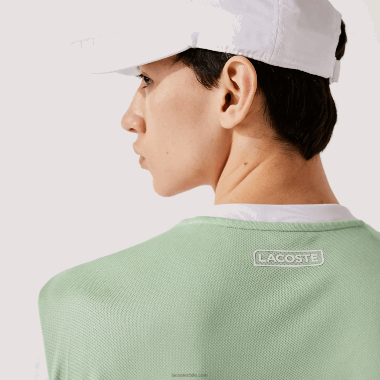 hombres Lacoste blanco verde azul marino blanco cmn camiseta sport tricolor transpirable piqué ligero N6XZ2908