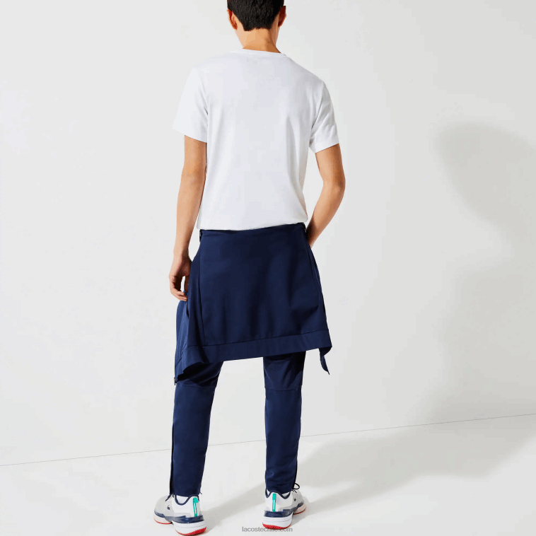 hombres Lacoste blanco verde v7e Camiseta deportiva transpirable con estampado de tenis y cuello redondo N6XZ2792
