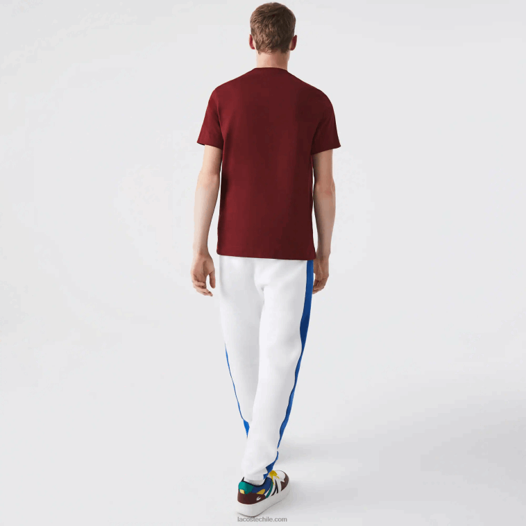 hombres Lacoste burdeos zs1 camiseta regular fit de algodón con letras en contraste N6XZ2566