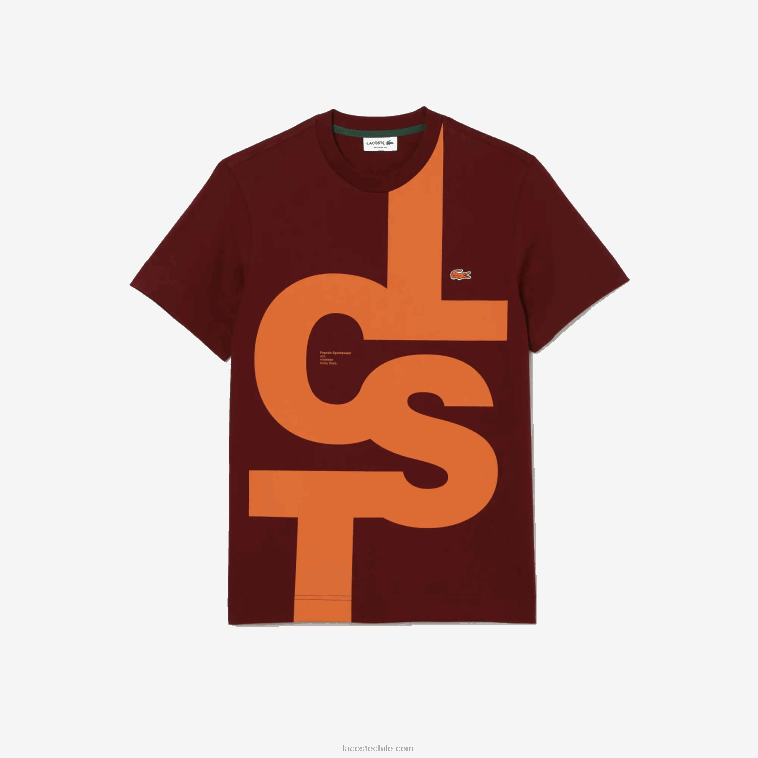 hombres Lacoste burdeos zs1 camiseta regular fit de algodón con letras en contraste N6XZ2566