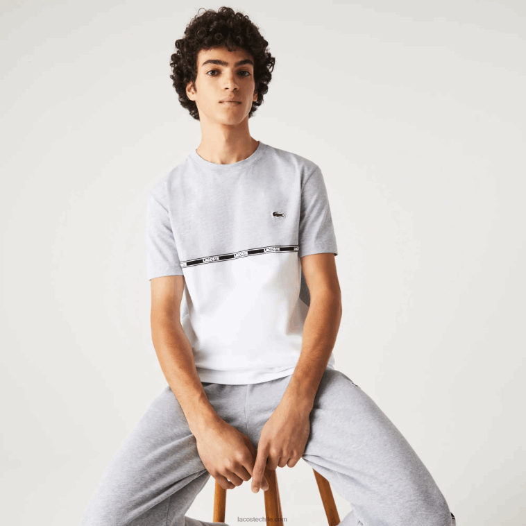 hombres Lacoste gris chino blanco mtg camiseta de marca N6XZ2831