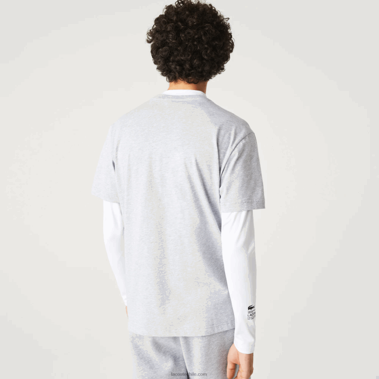 hombres Lacoste gris chino blanco mtg camiseta de marca N6XZ2831