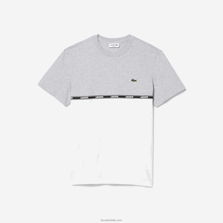 hombres Lacoste gris chino blanco mtg camiseta de marca N6XZ2831