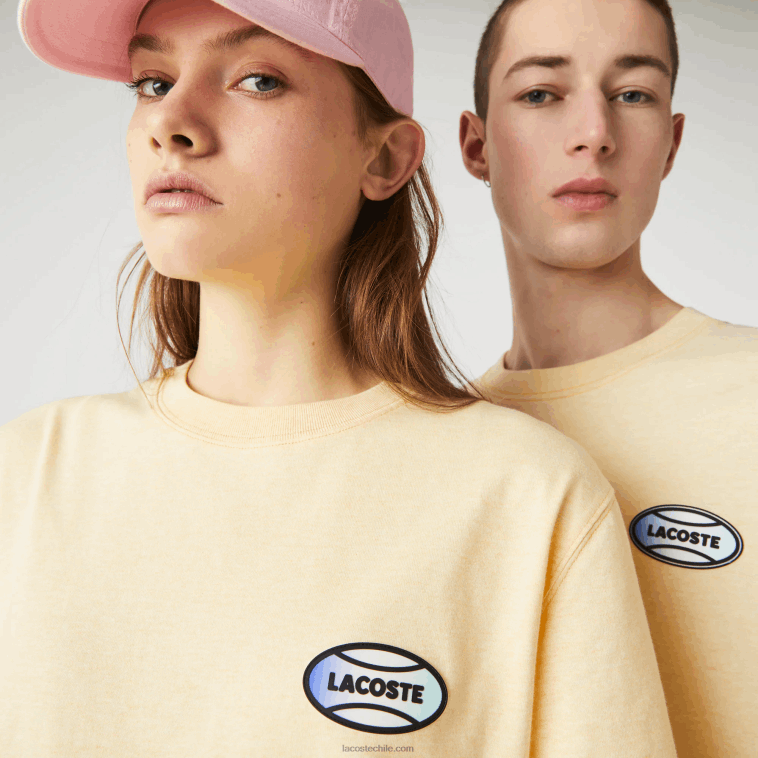 hombres Lacoste hbz amarillo camiseta live summer pack de algodón jaspeado de corte holgado N6XZ2936