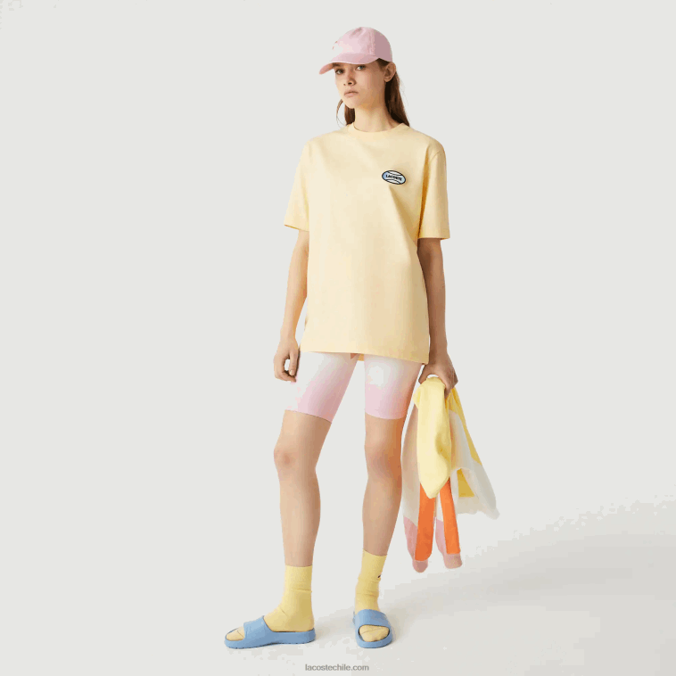 hombres Lacoste hbz amarillo camiseta live summer pack de algodón jaspeado de corte holgado N6XZ2936