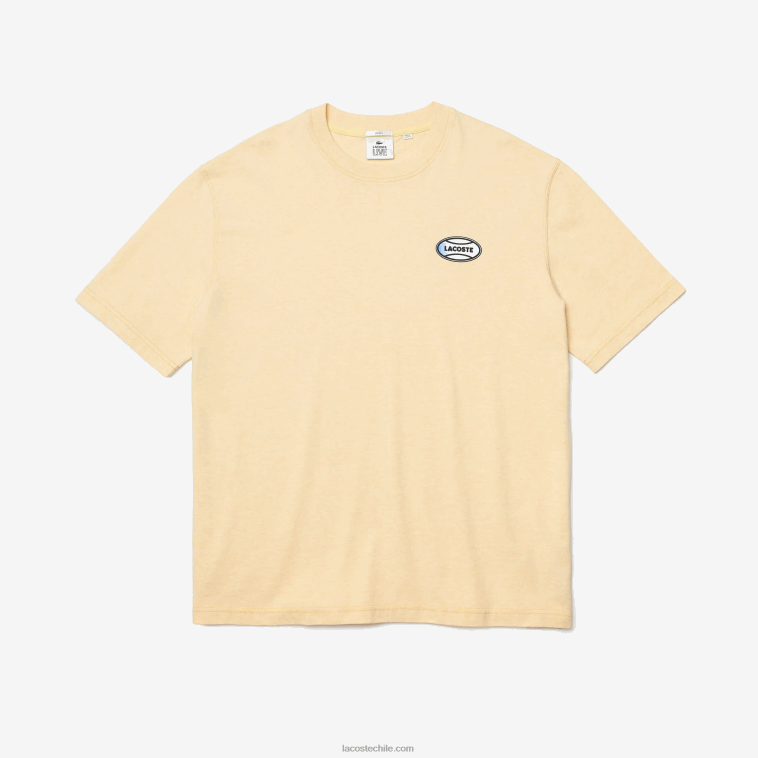 hombres Lacoste hbz amarillo camiseta live summer pack de algodón jaspeado de corte holgado N6XZ2936