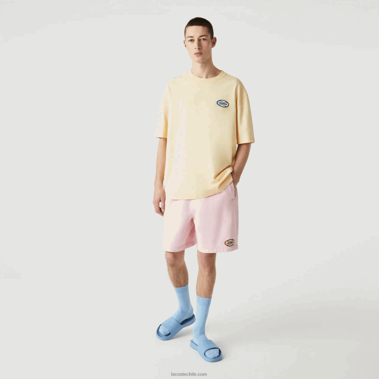 hombres Lacoste hbz amarillo camiseta live summer pack de algodón jaspeado de corte holgado N6XZ2936
