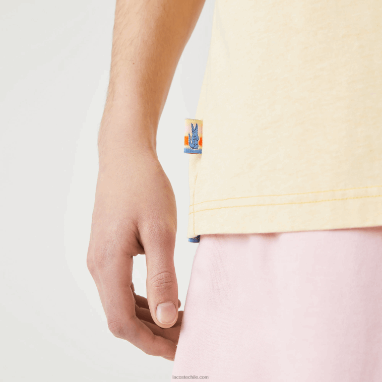 hombres Lacoste hbz amarillo camiseta live summer pack de algodón jaspeado de corte holgado N6XZ2936