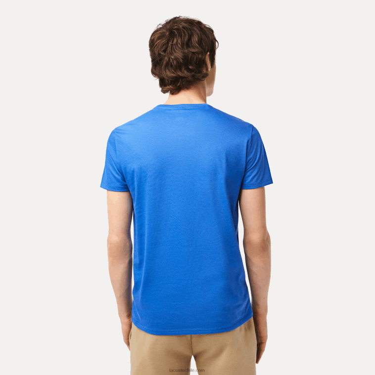 hombres Lacoste kxb azul camiseta de punto de algodón pima con cuello redondo N6XZ235