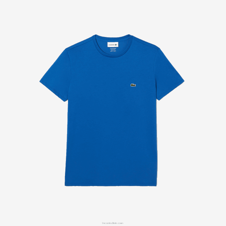 hombres Lacoste kxb azul camiseta de punto de algodón pima con cuello redondo N6XZ235