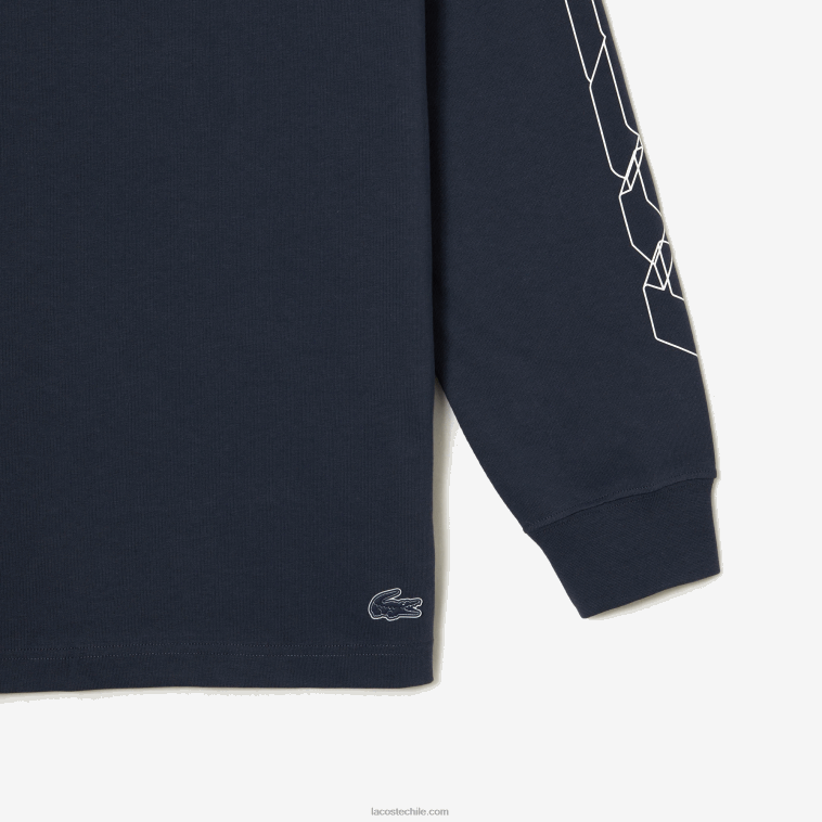 hombres Lacoste kxe azul camiseta holgada de manga larga de jersey de algodón N6XZ2176