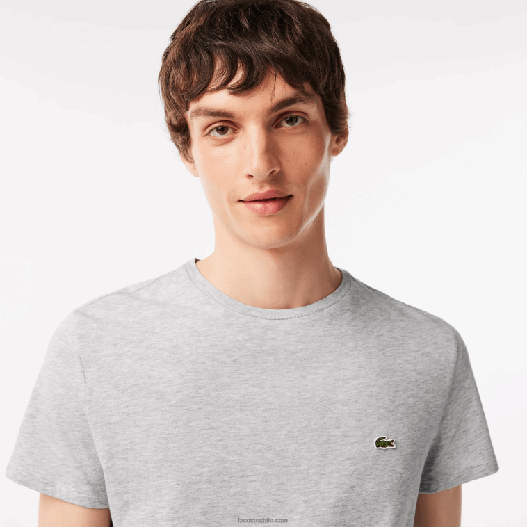 hombres Lacoste lomo gris cca camiseta de punto de algodón pima con cuello redondo N6XZ2619