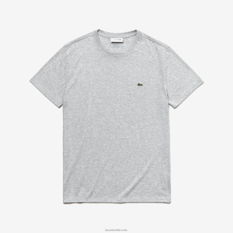 hombres Lacoste lomo gris cca camiseta de punto de algodón pima con cuello redondo N6XZ2619