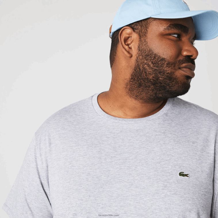hombres Lacoste lomo gris cca camiseta de punto de algodón pima con cuello redondo N6XZ2619