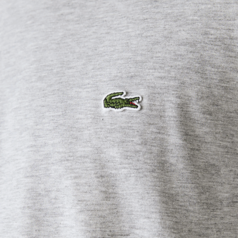 hombres Lacoste lomo gris cca camiseta de punto de algodón pima con cuello redondo N6XZ2619