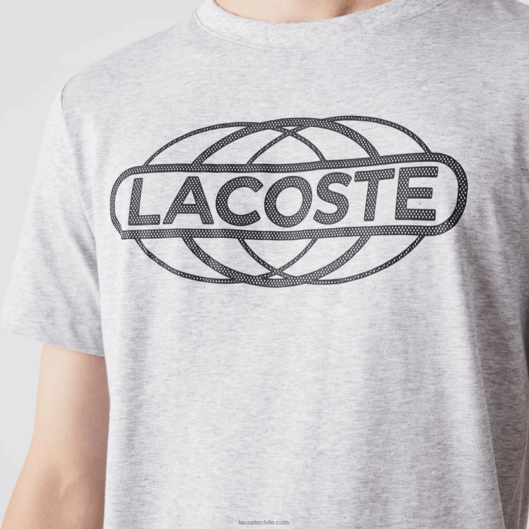 hombres Lacoste lomo gris cca camiseta deportiva de punto orgánico N6XZ2695