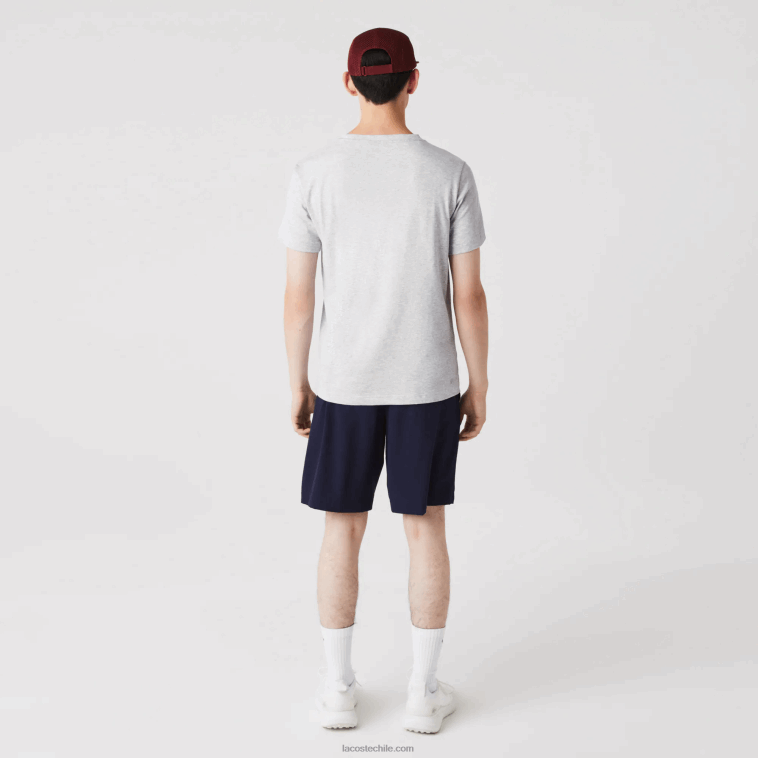 hombres Lacoste lomo gris cca camiseta deportiva de punto orgánico N6XZ2695