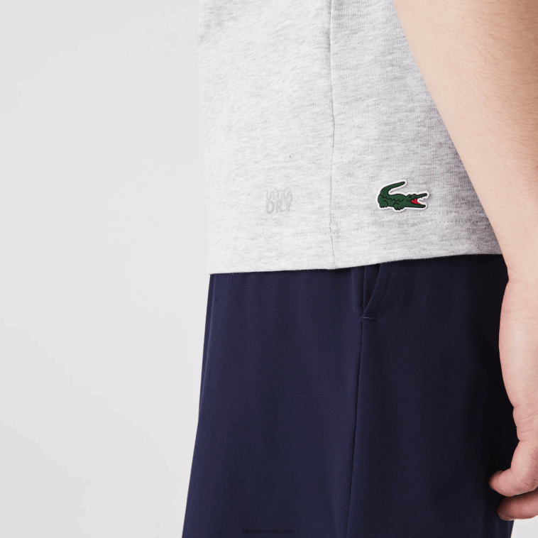 hombres Lacoste lomo gris cca camiseta deportiva de punto orgánico N6XZ2695