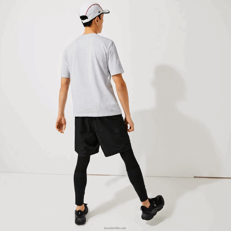 hombres Lacoste lomo gris cca camiseta deportiva transpirable N6XZ2718