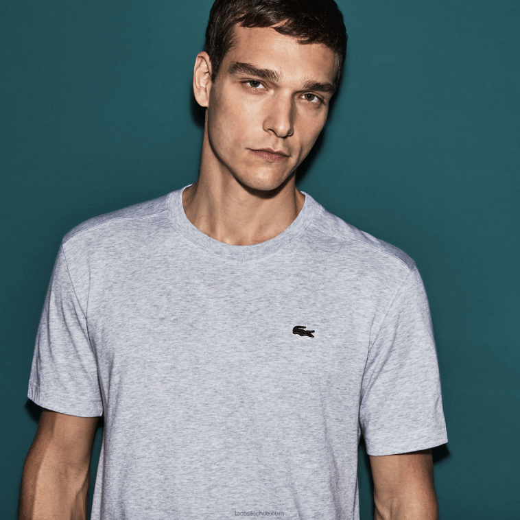 hombres Lacoste lomo gris cca camiseta deportiva transpirable N6XZ2718