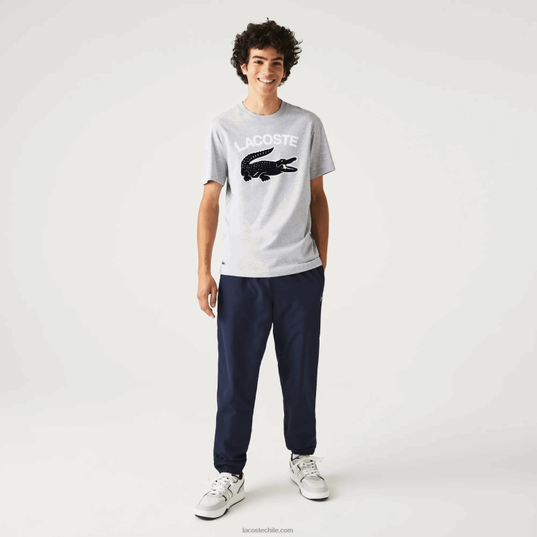 hombres Lacoste lomo gris cca camiseta regular fit con estampado de cocodrilo xl N6XZ2572