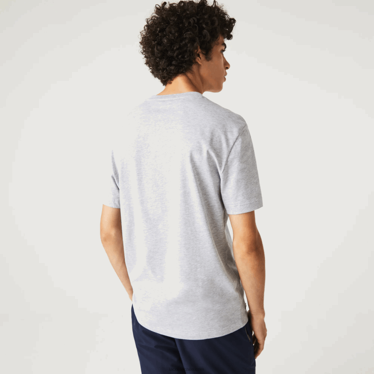 hombres Lacoste lomo gris cca camiseta regular fit con estampado de cocodrilo xl N6XZ2572