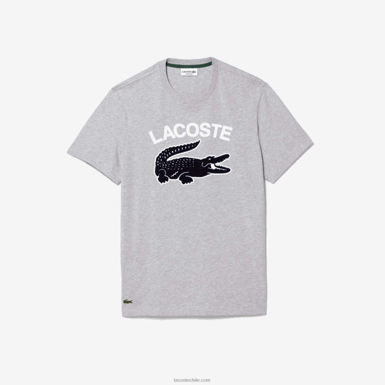 hombres Lacoste lomo gris cca camiseta regular fit con estampado de cocodrilo xl N6XZ2572
