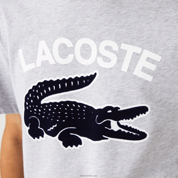 hombres Lacoste lomo gris cca camiseta regular fit con estampado de cocodrilo xl N6XZ2572