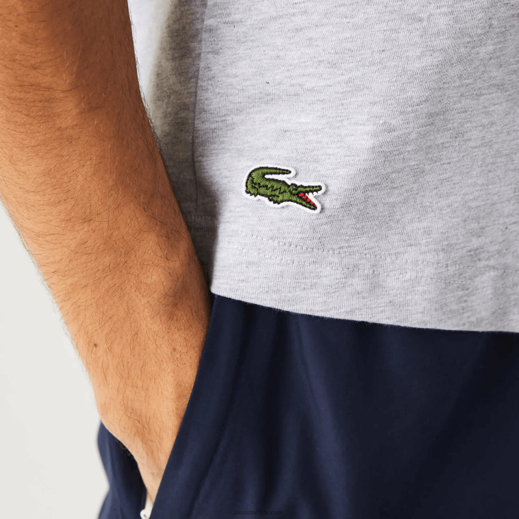 hombres Lacoste lomo gris cca camiseta regular fit con estampado de cocodrilo xl N6XZ2572
