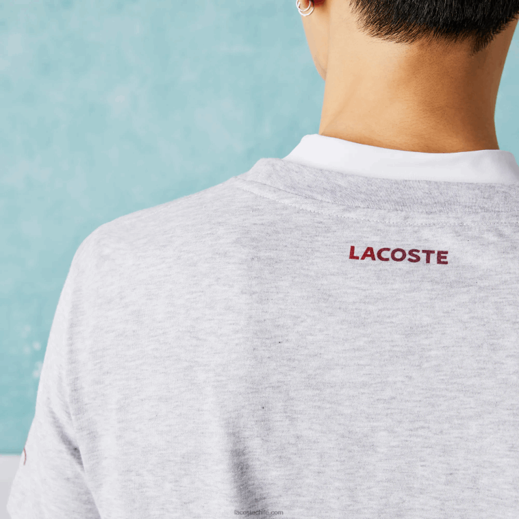 hombres Lacoste lomo gris cca camiseta sport novak djokovic croco algodón orgánico N6XZ2871