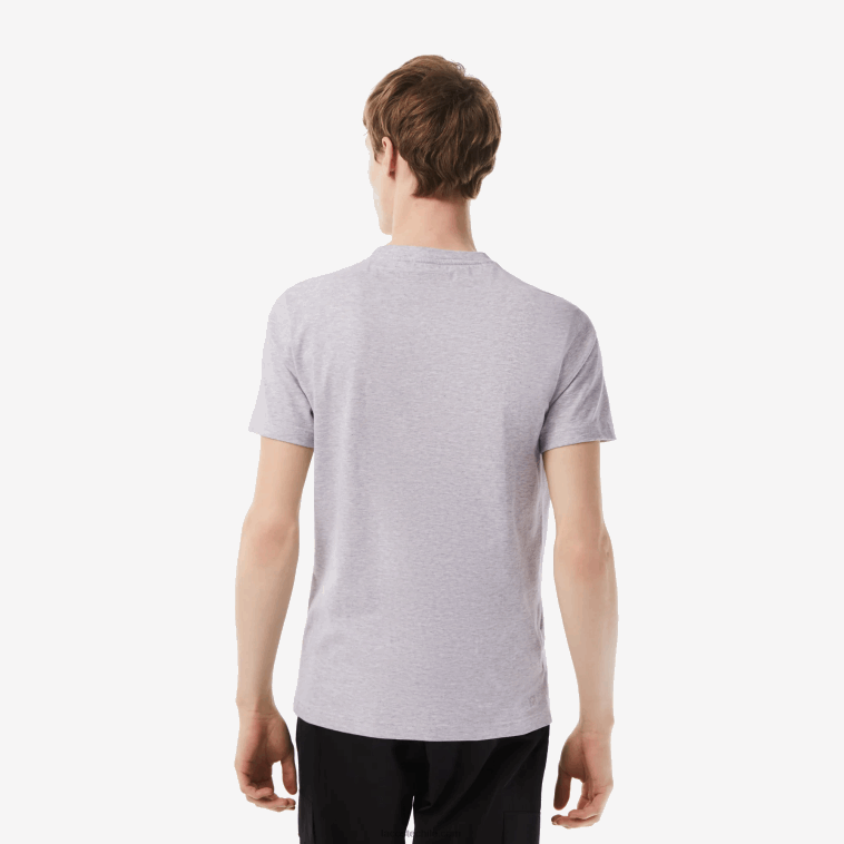 hombres Lacoste lomo gris cca camiseta sport regular fit con marca en contraste N6XZ294