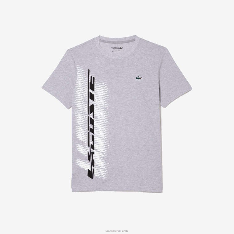 hombres Lacoste lomo gris cca camiseta sport regular fit con marca en contraste N6XZ294