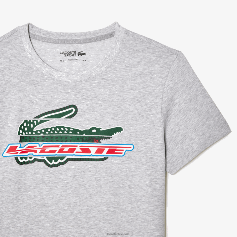 hombres Lacoste lomo gris cca camiseta sport regular fit de algodón orgánico N6XZ2140
