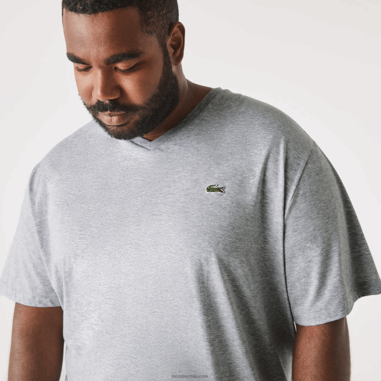 hombres Lacoste lomo gris cca playera con cuello en V N6XZ2801