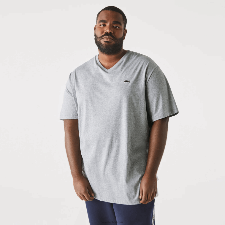 hombres Lacoste lomo gris cca playera con cuello en V N6XZ2801