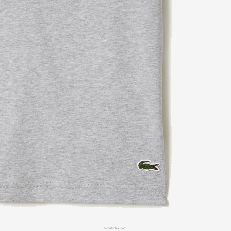 hombres Lacoste lomo gris cca playera con estampado de jersey de algodón N6XZ266