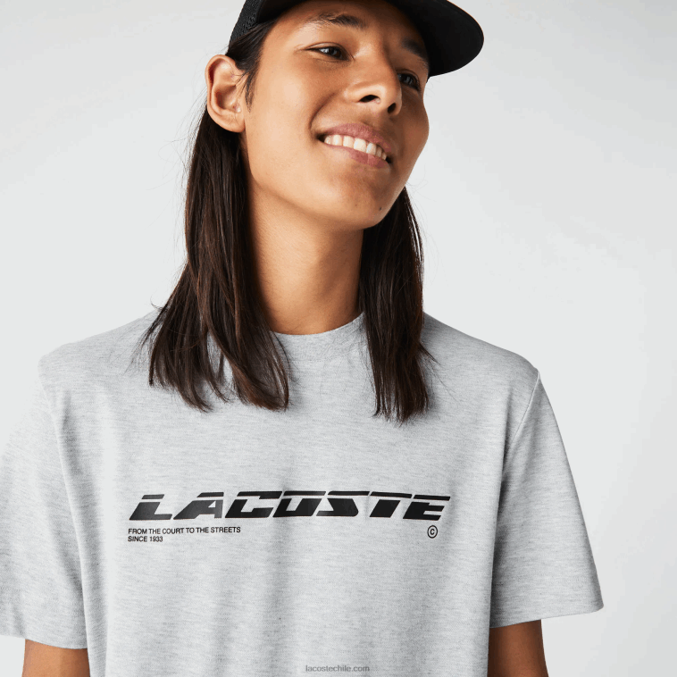 hombres Lacoste lomo gris cca playera de piqué regular fit con logo N6XZ2561