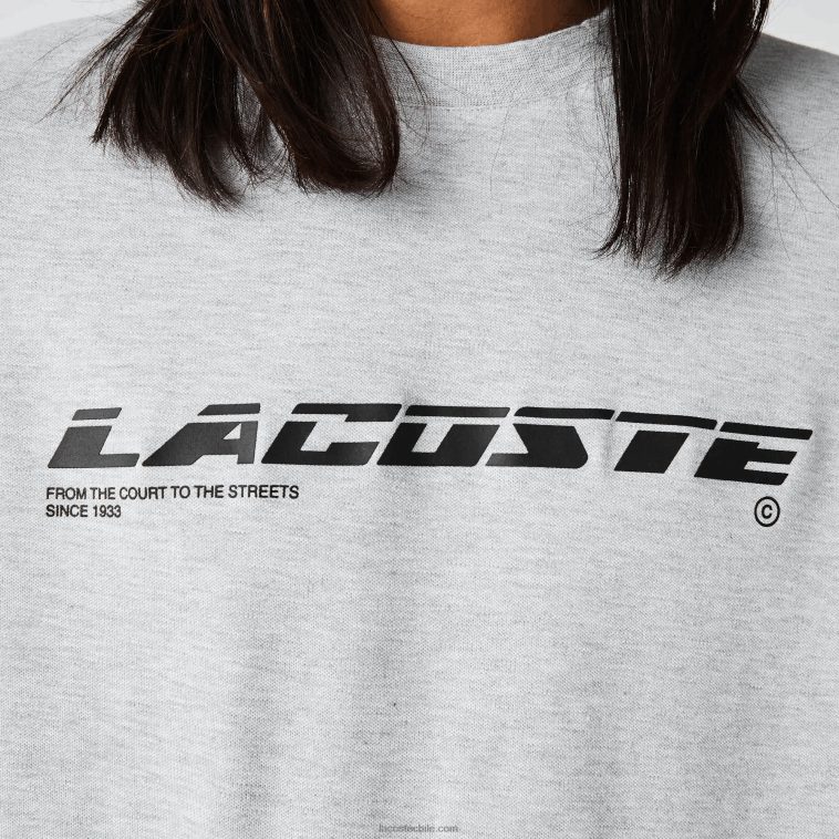hombres Lacoste lomo gris cca playera de piqué regular fit con logo N6XZ2561
