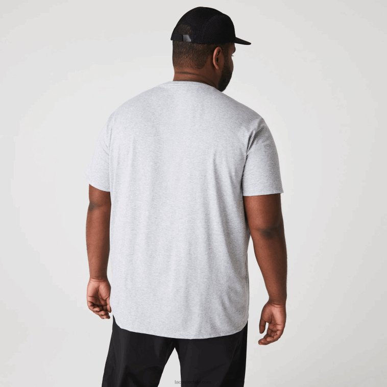hombres Lacoste lomo gris cca playera de punto de algodón pima con cuello en V N6XZ2614