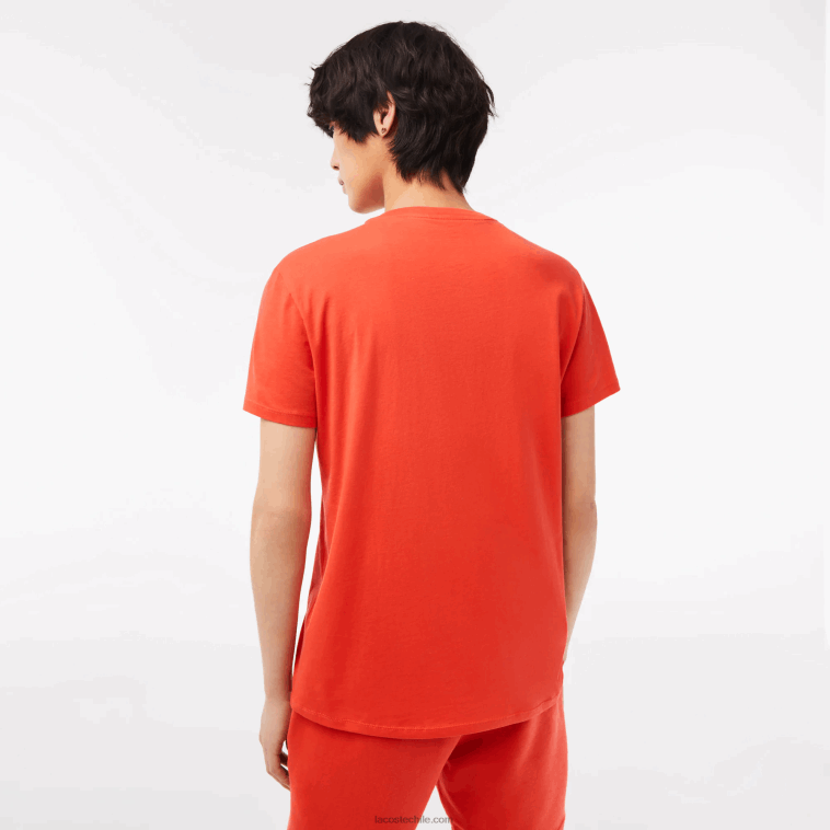 hombres Lacoste naranja 02k playera de punto de algodón pima con cuello en V N6XZ239