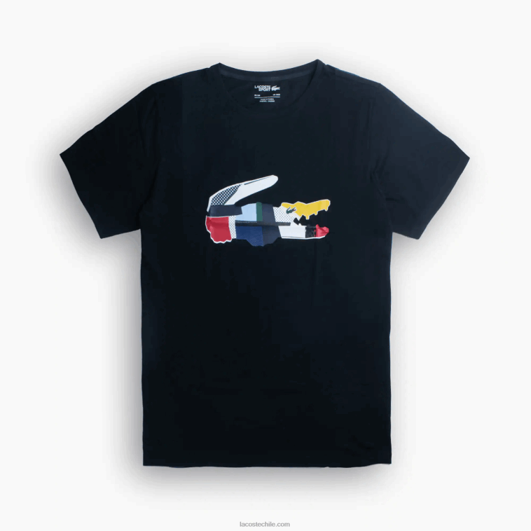 hombres Lacoste negro 031 camiseta con estampado de cocodrilo xl N6XZ2888