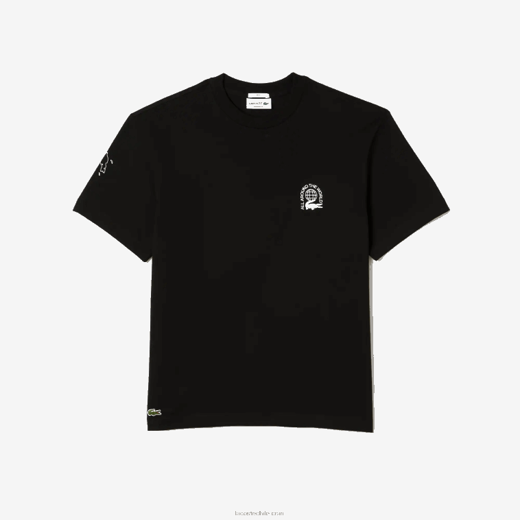 hombres Lacoste negro 031 camiseta de corte holgado en punto de algodón orgánico N6XZ2223