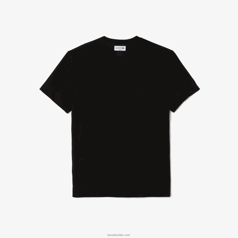 hombres Lacoste negro 031 camiseta de mezcla de piqué de algodón orgánico con cuello redondo N6XZ2640