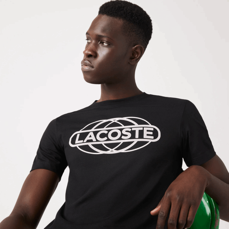 hombres Lacoste negro 031 camiseta deportiva de punto orgánico N6XZ2694