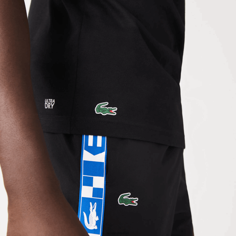 hombres Lacoste negro 031 camiseta deportiva de punto orgánico N6XZ2694