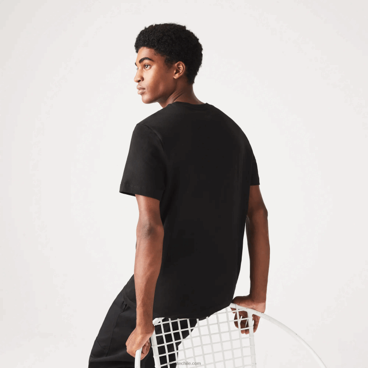 hombres Lacoste negro 031 camiseta regular fit con estampado de cocodrilo xl N6XZ2569
