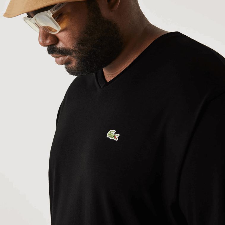 hombres Lacoste negro 031 playera con cuello en V N6XZ2714