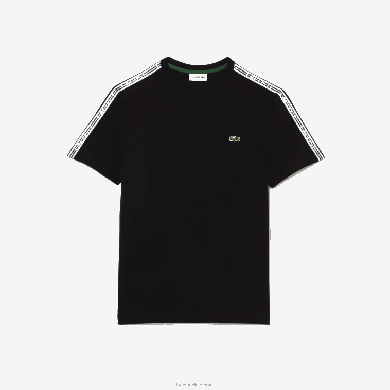 hombres Lacoste negro 031 playera regular fit con rayas del logo N6XZ245
